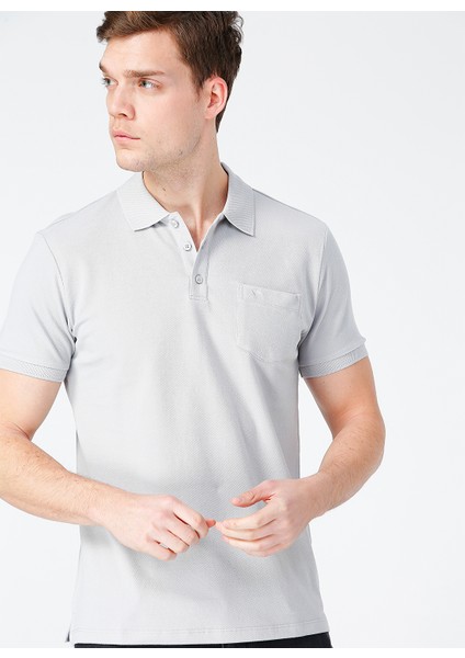 Gri Erkek Cepli Polo T-Shirt