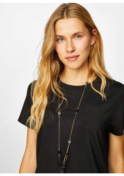 Kısa Kol Basic Yaka Siyah Kadın T-Shirt fırsatları