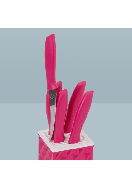 Standlı 6'lı Rooc Çok Amaçlı Bıçak Seti Fuşya-28 cm fiyatları