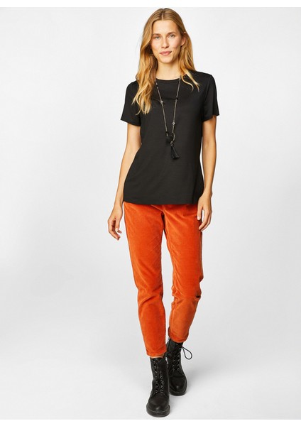 Kısa Kol Basic Yaka Siyah Kadın T-Shirt indirimleri