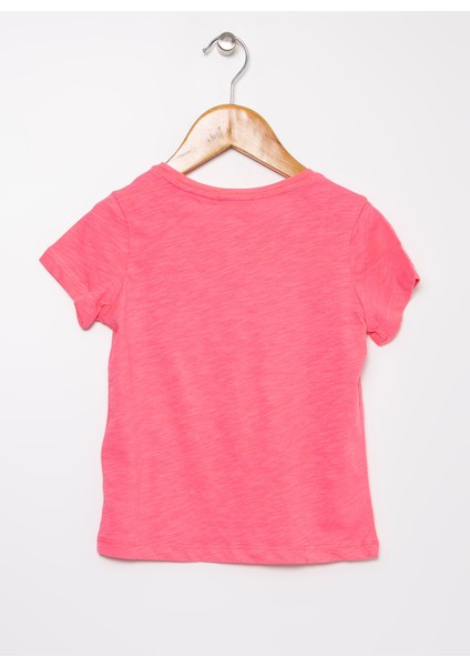 Kız Çocuk Pembe Bisiklet Yaka T-Shirt