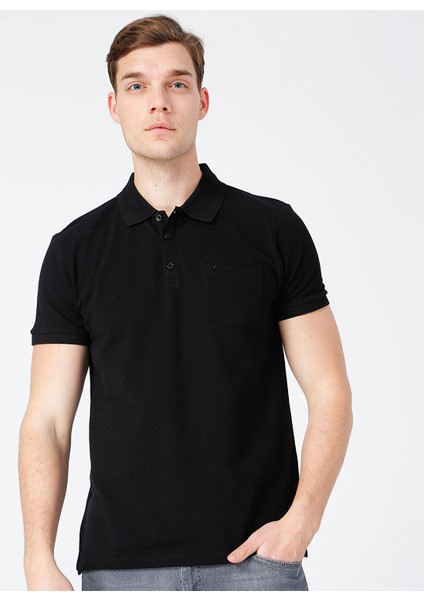Siyah Erkek Cepli Polo T-Shirt