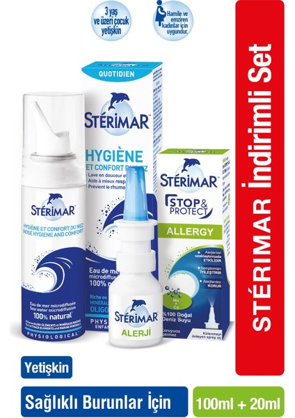 Isotonic Yetişkin Burun Spreyi 100ML+STERIMAR Stop&protect Alerji Burun Spreyi 20ML