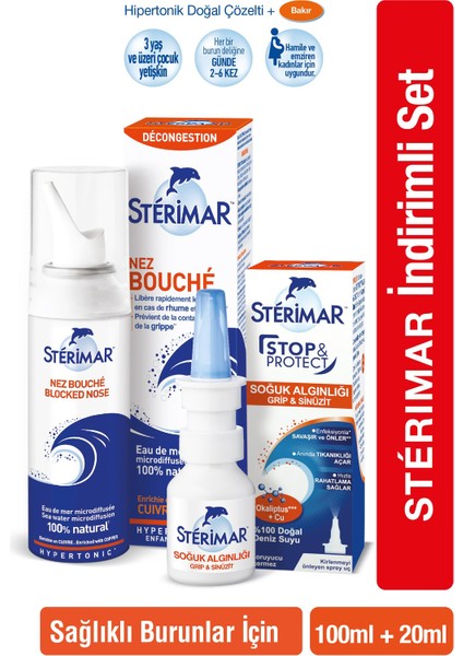 Hipertonik Burun Spreyi 100ML+STERIMAR Stop&protect Burun Spreyi 20ML