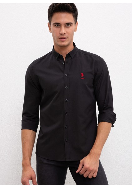 Slim Fit Düz Siyah Erkek Gömlek fiyatları