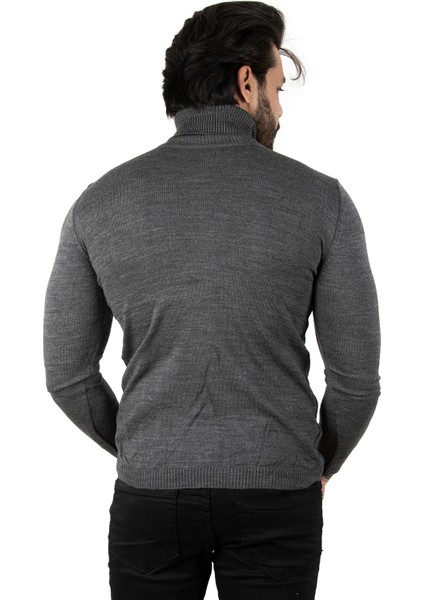 Antracite Standart Fit Balıkçı Yaka Düz Kazak 2002292