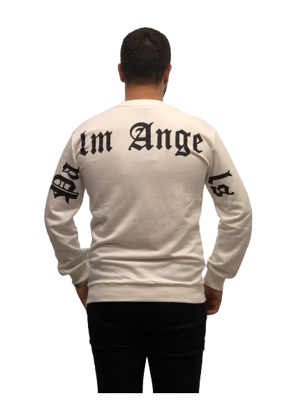 Palm Angels Sırt Boyun Baskılı Bambu Dokuma Trend Erkek Sweatshirt