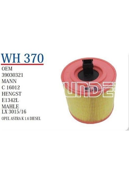 Opel Astra K Hava Filtresi (Wunder)