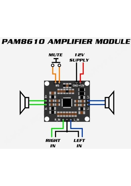 2X15W Amplifikatör Devresi 15W Stereo PAM8610 Anfi - Amfi Ses Yükseltici