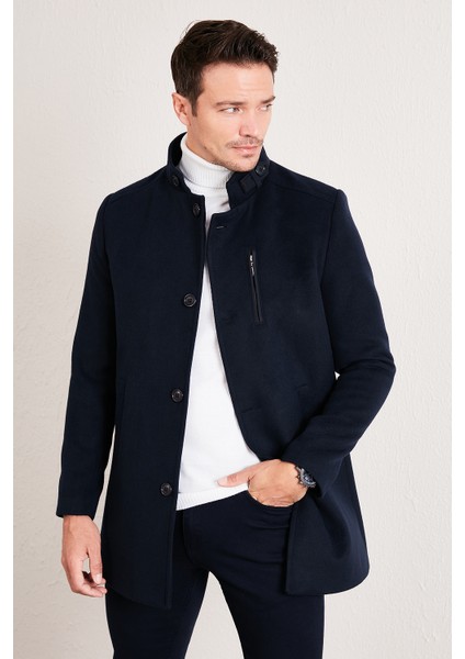 Slim Fit Pamuklu Kaşe Kaban Erkek Kaban 5840099