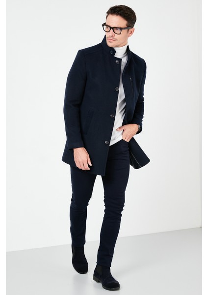 Slim Fit Pamuklu Kaşe Kaban Erkek Kaban 5840099