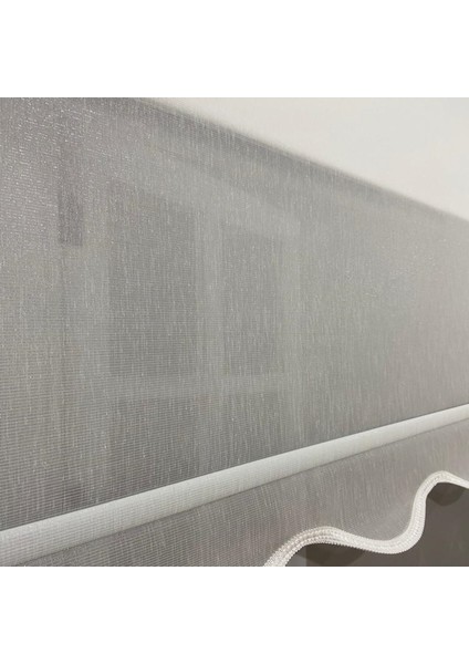VP1650 Çift Mekanizmalı Tül ve Stor Perde Beyaz Pırıltı Desenli Etek Dilimli 80 x 200