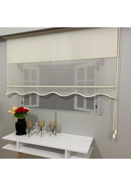 VP1651 Çift Mekanizmalı Tül ve Stor Perde Krem Pırıltı Desenli Etek Dilimli 200 x 260 fiyatları