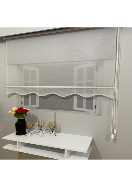 VP1652 Çift Mekanizmalı Tül ve Stor Perde Gri Pırıltı Desenli Etek Dilimli 200 x 260 fiyatları