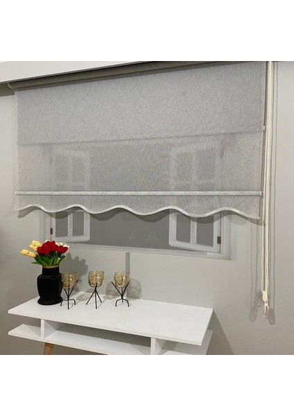 VP1662 Çift Mekanizmalı Tül ve Stor Perde Gri Naturel Keten Etek Dilimli 200 x 260 fiyatları