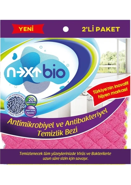 Next Bio Antibakteriyel Mikrofiber Temizleme Bezi 2'li