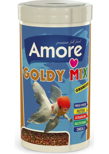Goldy Mix Granules 1000ML + Lotus Gold Red 250ML Japon Balık Yemi + Fishvit Vitamin