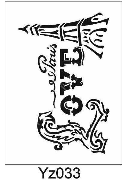 YZ-033 Yazı Desenler Stencil Şablon 21 x 30 cm