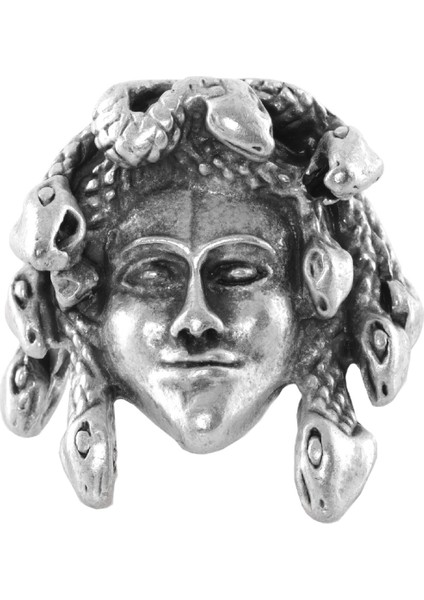 Erkek Antik Gümüş Kaplama Ayarlanabilir Gotik Medusa Yüzük indirimleri