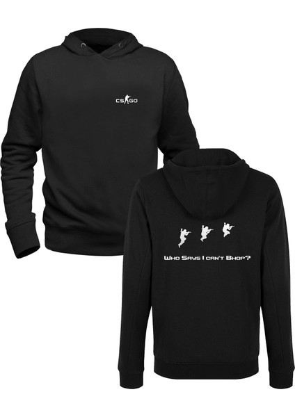 Cs-Go Baskılı Siyah Ön Arka Baskılı Sweatshirt