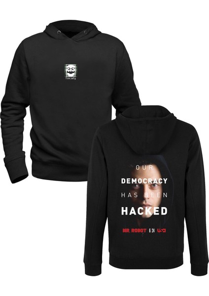 Mr.robot Baskılı Siyah Ön Arka Baskılı Sweatshirt