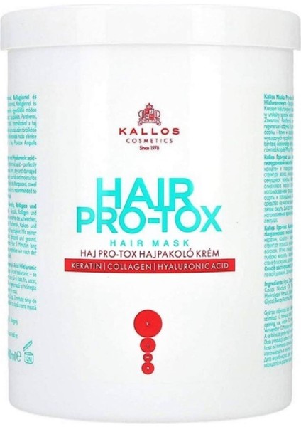 Hair Pro-Tox Keratin, Kollajen ve Hyaluronic Acid Içeren Saç Bakım Maskesi 1000 ml