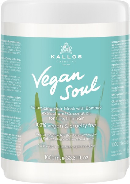 Vegan Soul Ince Telli Saç Için Bambu Özlü ve Hindistan Cevizi Yağlı Hacim Veren Saç Maskesi 1000 ml
