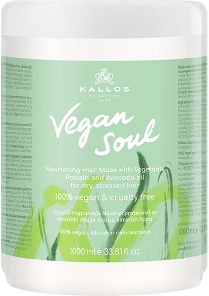 Vegan Soul Kuru ve Yıpranmış Saç Için Bitkisel Protein ve Avokado Yağlı Besleyici Saç Maskesi 1000 ml