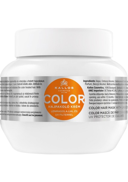 Color Hair Boyalı Saçlar Için Keten Tohumu Yağlı ve Uv Filtreli Saç Bakım Maskesi 275ML