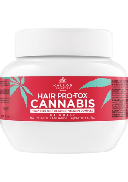 Hair Pro-Tox Cannabis Kenevir Tohumu Yağı, Keratin ve Vitamin Kompleksi Içeren Saç Maskesi 275ML