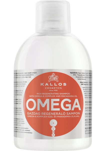 Omega 1000 ml Cansız ve Yıpranmış Saçlara Omega-6 Kompleksli ve Macadamia Yağlı Onarım Şampuanı