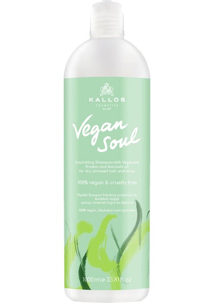Vegan Soul 1000 ml Kuru Yıpranmış Saçlara Bitkisel Protein ve Avokado Yağlı Besleyici Vegan Şampuan