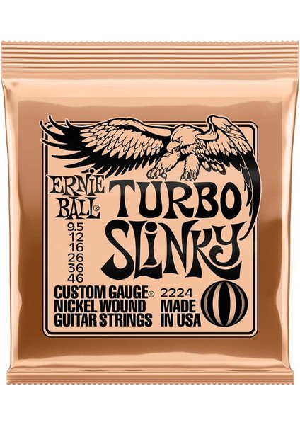Ernıe Ball P02224 - Turbo Slinky Nickel Wound 9.5-46 Elektro Gitar Teli