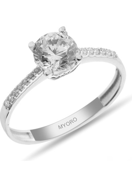 14 Ayar Altın Beyaz Tektaş Yüzük