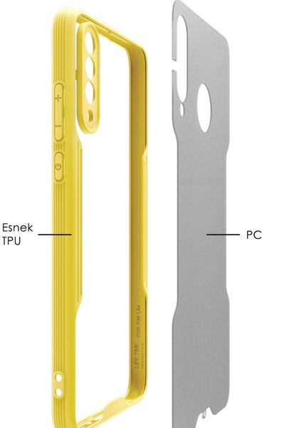 Huawei P30 Lite Kılıf Şeffaf Arka Renkli Çerçeve Hpr