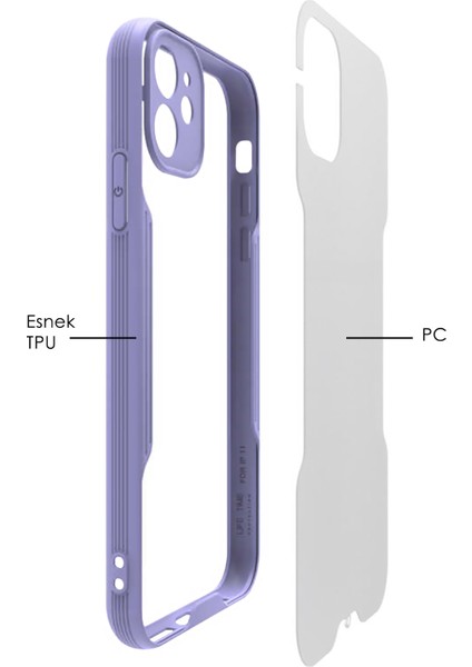 Apple iPhone 11 Pro Max Kılıf Şeffaf Arka Renkli Çerçeve Hpr