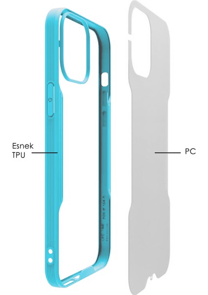 Apple iPhone 12 Kılıf Şeffaf Arka Renkli Çerçeve Hpr