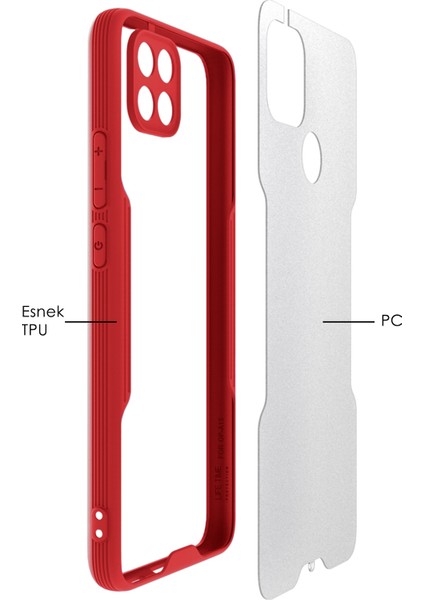 Oppo A15S Kılıf Şeffaf Arka Renkli Çerçeve Hpr