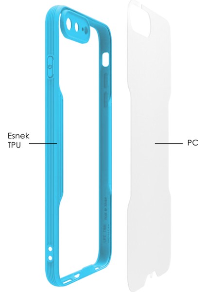 Apple iPhone 7+ Plus Kılıf Şeffaf Arka Renkli Çerçeve Hpr