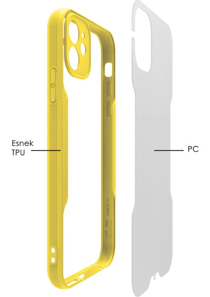 Apple iPhone 11 Pro Max Kılıf Şeffaf Arka Renkli Çerçeve Hpr