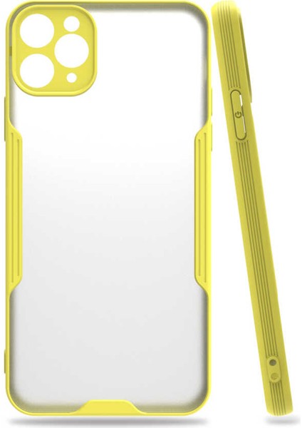 Apple iPhone 11 Pro Max Kılıf Şeffaf Arka Renkli Çerçeve Hpr