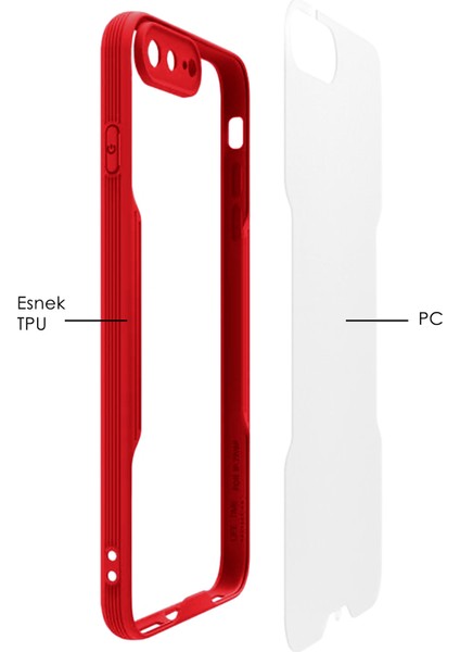 Apple iPhone 7+ Plus Kılıf Şeffaf Arka Renkli Çerçeve Hpr