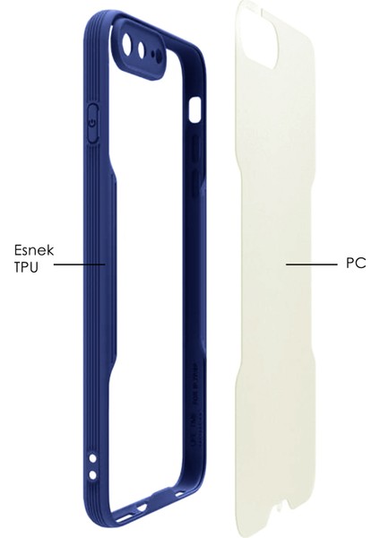 Apple iPhone 7+ Plus Kılıf Şeffaf Arka Renkli Çerçeve Hpr