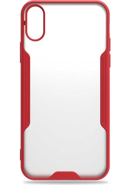 Apple iPhone x Kılıf Şeffaf Arka Renkli Çerçeve Hpr