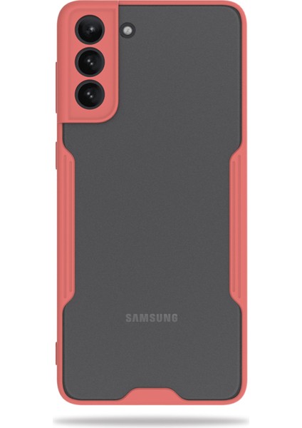 Samsung Galaxy S21 Kılıf G990 G991 Şeffaf Arka Renkli Çerçeve Hpr