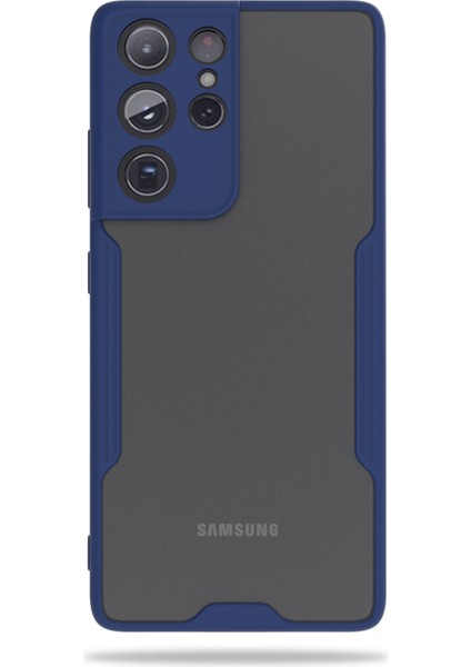 Samsung Galaxy S21 Ultra Kılıf G998 Şeffaf Arka Renkli Çerçeve Hpr