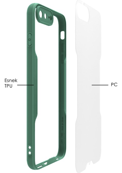 Apple iPhone 8+ Plus Kılıf Şeffaf Arka Renkli Çerçeve Hpr