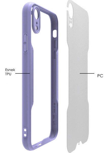 Apple iPhone Xr Kılıf Şeffaf Arka Renkli Çerçeve Hpr