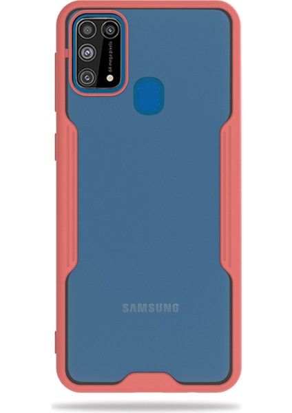 Samsung Galaxy M31 Kılıf M315 Şeffaf Arka Renkli Çerçeve Hpr