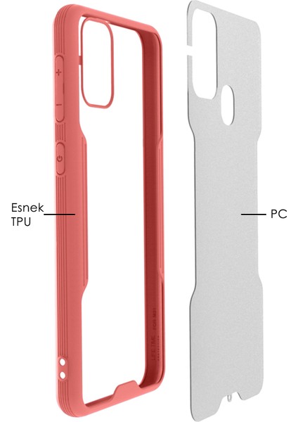 Samsung Galaxy M31 Kılıf M315 Şeffaf Arka Renkli Çerçeve Hpr
